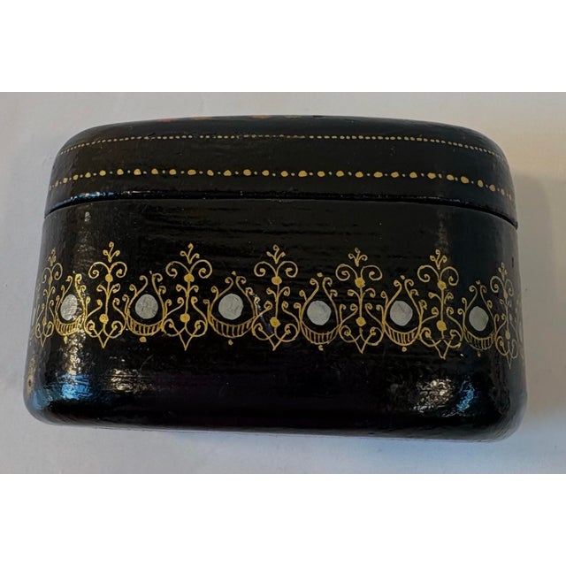 Mid 20th Century Vintage Russian Hand Painted Laquered Wood Trinket Box For Sale - Image 5 of 11