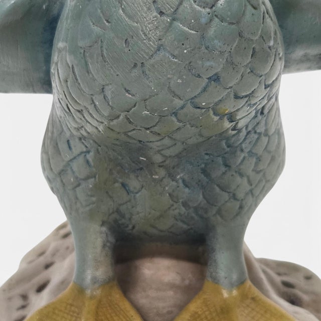 Green Chinese Mud Goose or Duck Sculpture With Glass Eyes, 9.25" Chalkware For Sale - Image 8 of 10