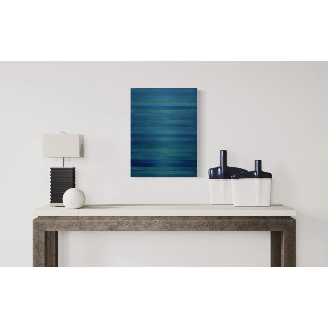 Contemporary "Blue and Green Stripes" Abstract Acrylic Painting by Piotr Lazowski For Sale - Image 3 of 8