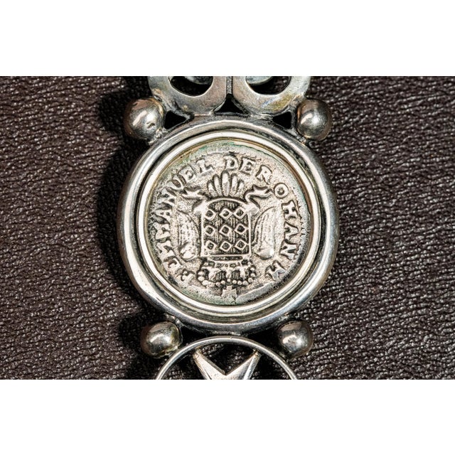 Unique Maltese Silver Desk Set Inset Antique Malta Tari Coin Letter Opener and Ink Blotter For Sale - Image 9 of 18