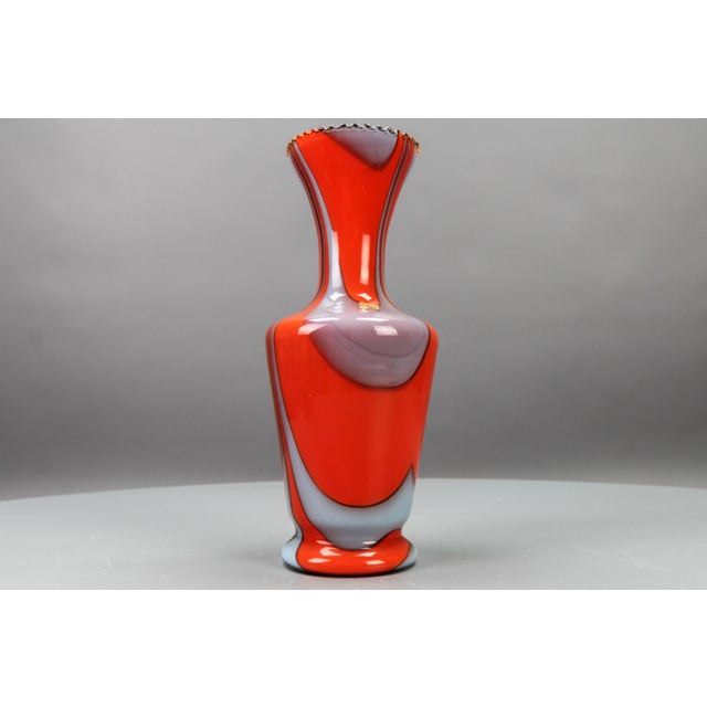 1970s Italian Opaline Florence Glass Vase in Red and Grey, 1970s For Sale - Image 5 of 15