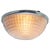 French flush mount / scone by holophane ca 1950 alu back with white frosted striped glass. e26 / e27 this piece has an...