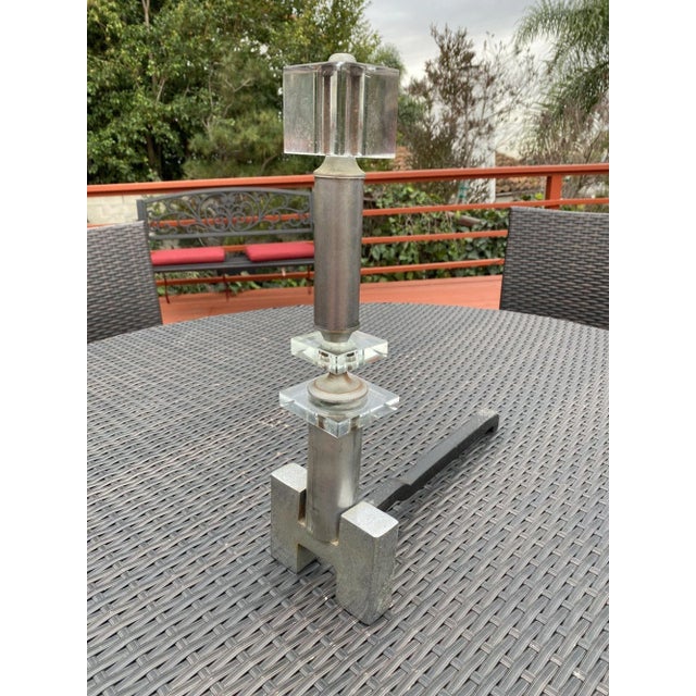 Art Deco 1930s Hollywood Regency Crystal & Chrome "H" Fireplace Andirons- a Pair For Sale - Image 3 of 7