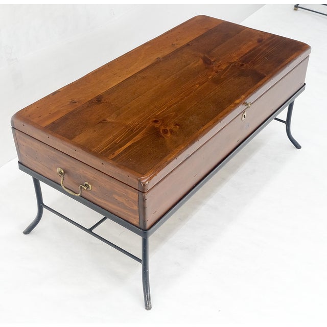 Late 20th Century Vintage Hope Chest Storage Box on Metal Frame Box For Sale - Image 5 of 15