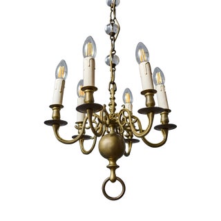 Antique Bronze 6-Arm Chandelier For Sale
