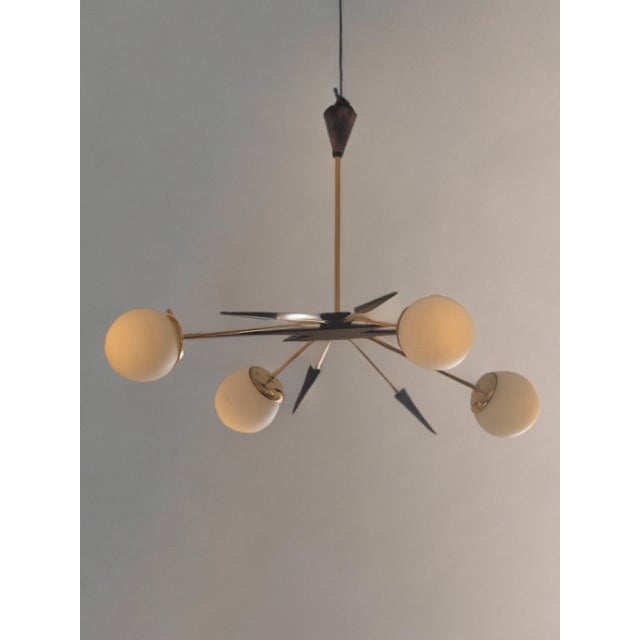 Mid-Century French 4-Light Chandelier, 1950s, in Very Good conditions. Designed 1950 to 1959 European Plug (up to...