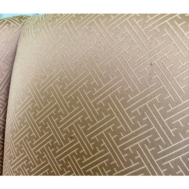 1980s Vintage Wingback Chair in Neutral Geometric Print For Sale - Image 5 of 9