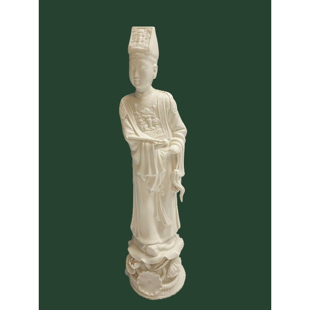 Early 20th C. Blanc DeChine Chinese Figurine-Immortal Taoist Male Statue Dehua Kilns in Fjjian China For Sale - Image 15 of 18