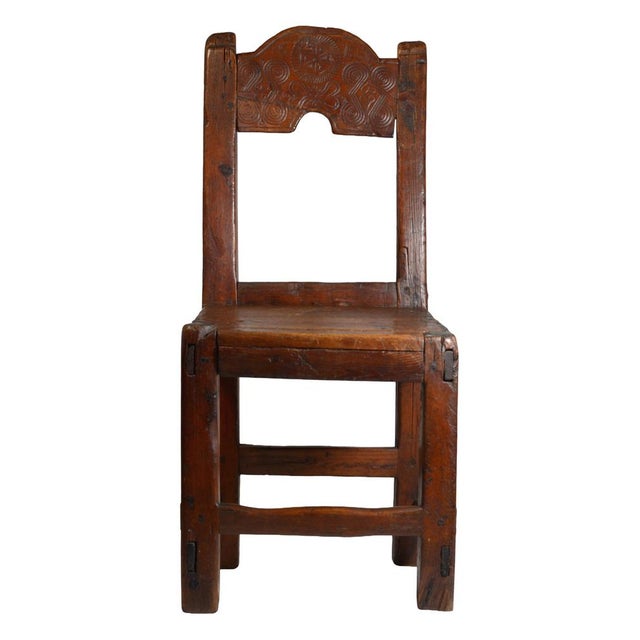This authentic Italian folk art chair, dating to circa 1838, is a remarkable example of vernacular rural furniture from...