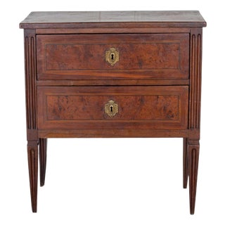 Small Italian Walnut Chest of Drawers with Two Drawers, Late 18th–Early 19th Cen For Sale