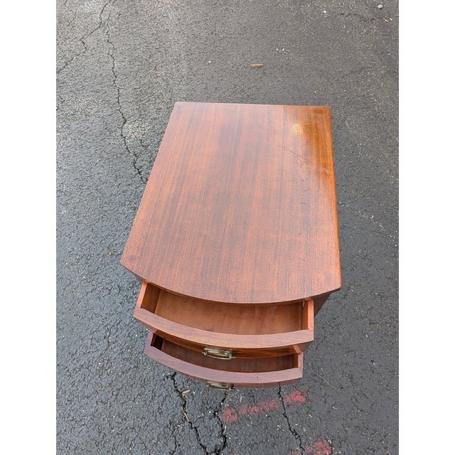 Traditional Vintage Bow Front Mahogany Two Drawer Side Table/Nightstand For Sale - Image 3 of 13
