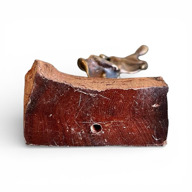 Mid 20th Century Petite Figural Bronze on Wood Base For Sale - Image 5 of 5