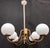 Brass and Opaline Glass Chandelier, 1960s For Sale - Image 3 of 17