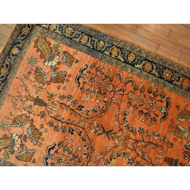 Elegant Terracotta Antique Mohajeran Persian Sarouk Rug For Sale - Image 4 of 6