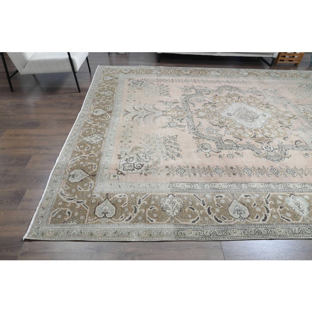 1970s Vintage Persian Handmade Wool Cotton Orange Area Rug For Sale - Image 9 of 11