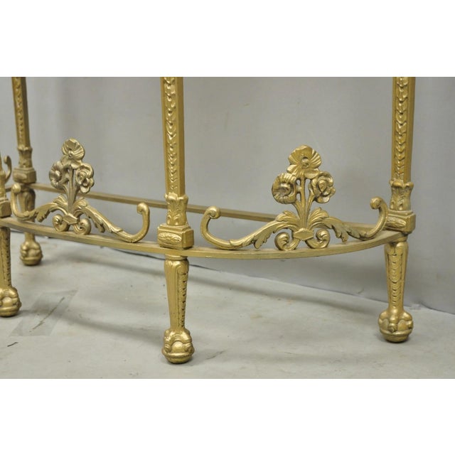 Antique Gothic Revival Oscar Bach Style Figural Bronze & Onyx Gold Console Table For Sale - Image 14 of 16
