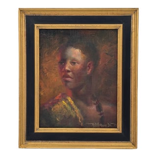 Ronald L. Marvin Jr. Original Portrait Oil Painting on Board, Signed 1977 For Sale
