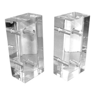 1970s Lucite Bookends - a Pair For Sale