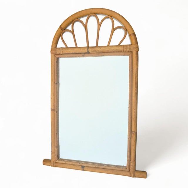 Vintage Bentwood Bamboo Arched Wall Mirror For Sale - Image 9 of 12
