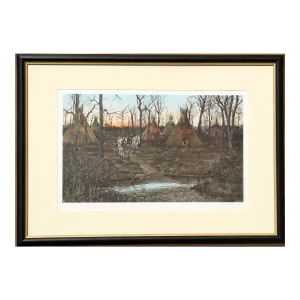 Indian Camp, Gordon Phillips Offset Lithograph, Signed and Numbered in Pencil
