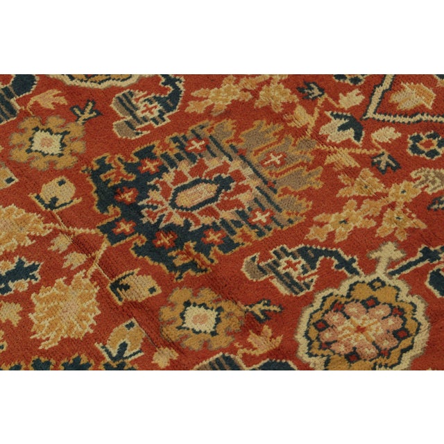 Textile Late 19th Century Antique Arts & Crafts Rug in Rust With Floral Patterns, From Rug & Kilim For Sale - Image 7 of 9