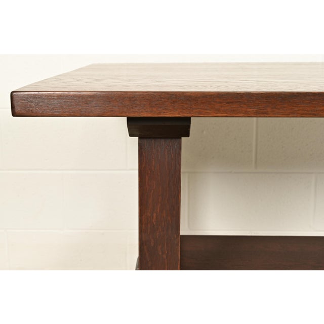Early 20th Century Gustav Stickley Antique Mission Oak Arts & Crafts Dining Table, Desk, or Library Table, Newly Refinished For Sale - Image 5 of 12