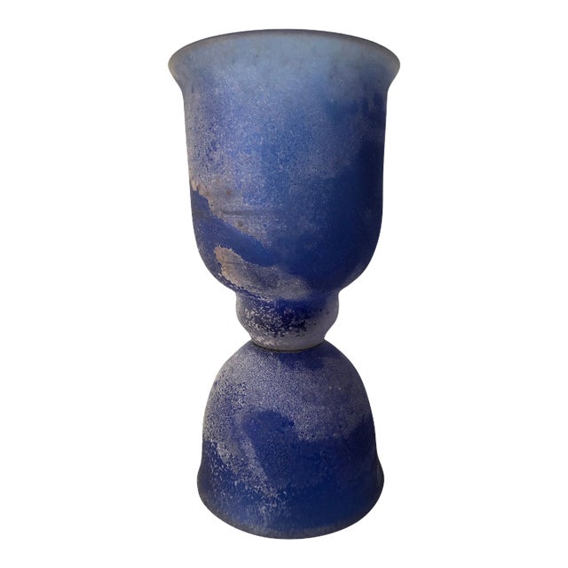 1980s Seguso Cobalto Corroso Scavo Glass Vase For Sale