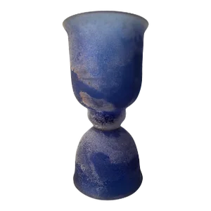 1980s Seguso Cobalto Corroso Scavo Glass Vase