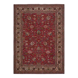 1970s Vintage Persian Handmade Wool 8x11 Red Area Rug For Sale