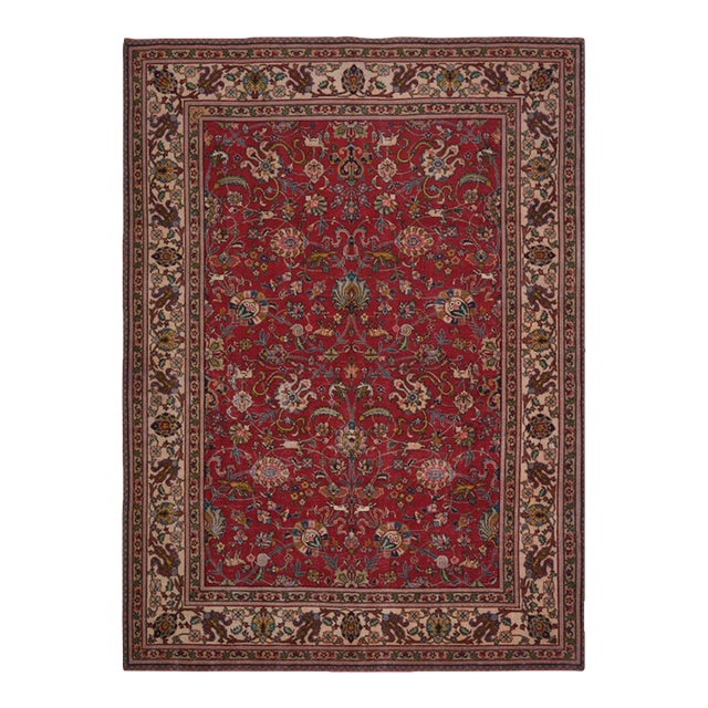 1970s Vintage Persian Handmade Wool 8x11 Red Area Rug For Sale