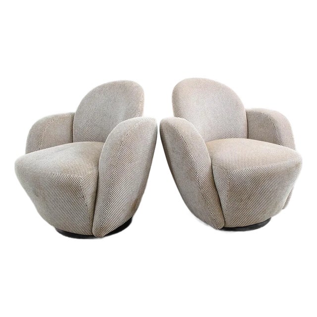 Modern Lounge Chairs Swivel Tan Larry Laslo Directional Vintage MCM Contemporary For Sale