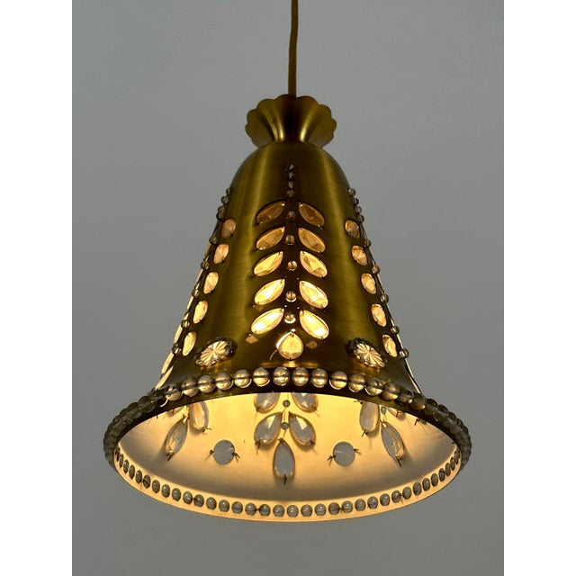 Mid-Century Pendant Lamp in Brass and Crystal by Oswald Haerdtl for Lobmeyr, Austria, 1950s For Sale - Image 18 of 18