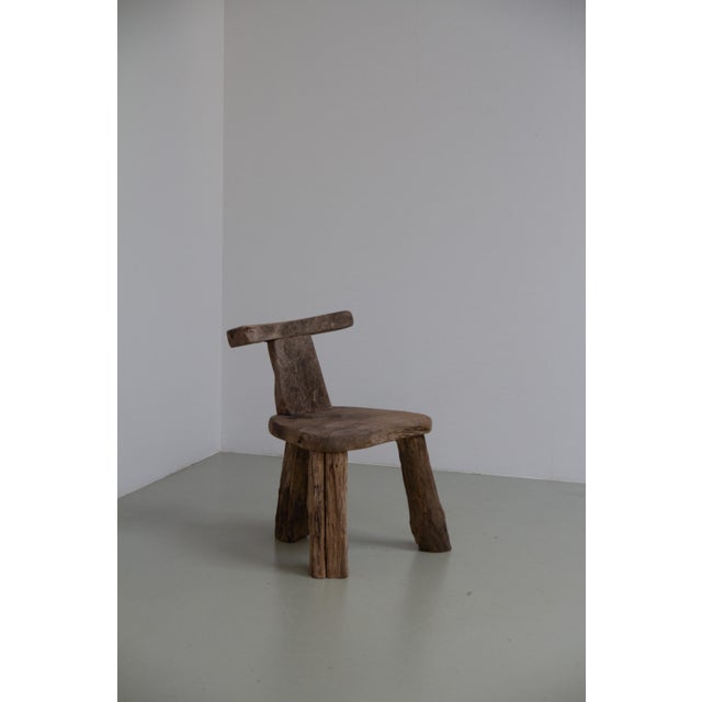Primitive Elm T Tripod Side Chair, Denmark, 1970s For Sale - Image 10 of 18