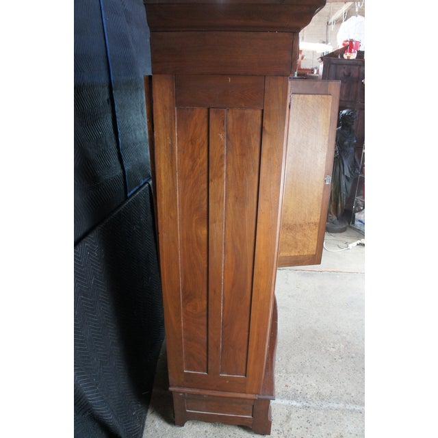 Antique Victorian Walnut Mirrored Clothing Armoire Wardrobe Closet Cabinet 87" For Sale - Image 17 of 17