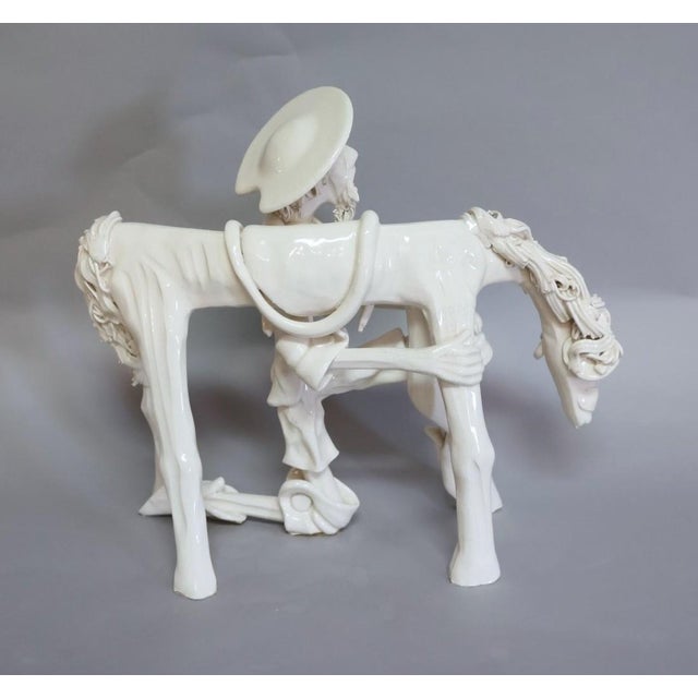 1960s Italian Modernist Don Quixote & Horse Porcelain Sculpture For Sale - Image 5 of 7