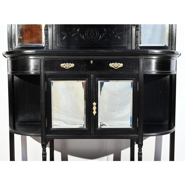 Napoleon III Style Blackened Pearwood Meuble d'Entre Deux, Late 19th Century For Sale - Image 16 of 18