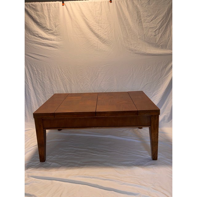 Wood Vintage Backgammon Game Coffee Table With Inlaid Marquetry Top For Sale - Image 7 of 10