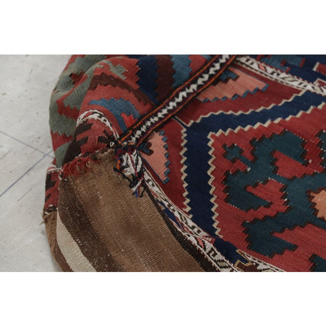 Textile Antique Russian Tribal Bag Kilim With Geometric Patterns - Rug & Kilim For Sale - Image 7 of 8