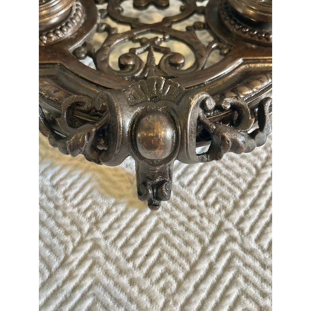Antique Bronze Victorian Rococo Revival Double Inkwell For Sale - Image 11 of 11