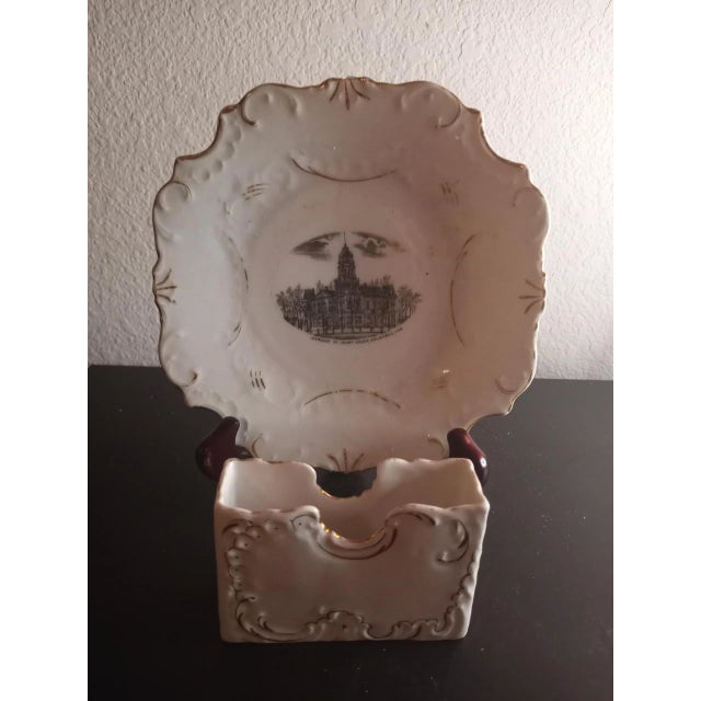 Ceramic 1970s Vintage Tm Grisham Porcelain Made in Germany Holder & Plate Set of 2 For Sale - Image 7 of 8