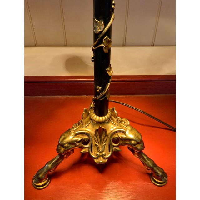 Late 20th Century French Gothic Style Patinated Brass Candelabra Lamp For Sale - Image 10 of 12