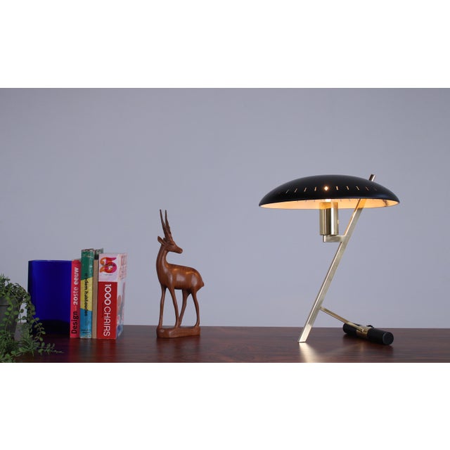 Brass and Black Decora Z Table Lamp by Louis Kalff for Philips, 1950s For Sale - Image 12 of 17