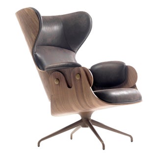 Contemporary Plywood, Walnut, and Leather Upholstery Lounger from Jaime Hayon For Sale