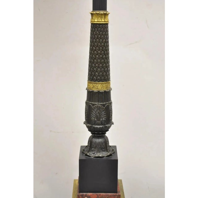 Antique French Empire Bronze & Marble Lighted Candelabra Torchere Floor Lamps - a Pair For Sale In Philadelphia - Image 6 of 12