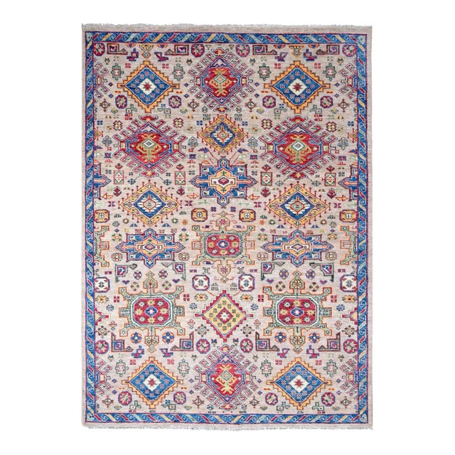 2010s Camel, Plush and Lush, 100% Wool, Supple Collection, Hand Knotted, Karajeh Heriz Geometric Design, Oriental Rug For Sale