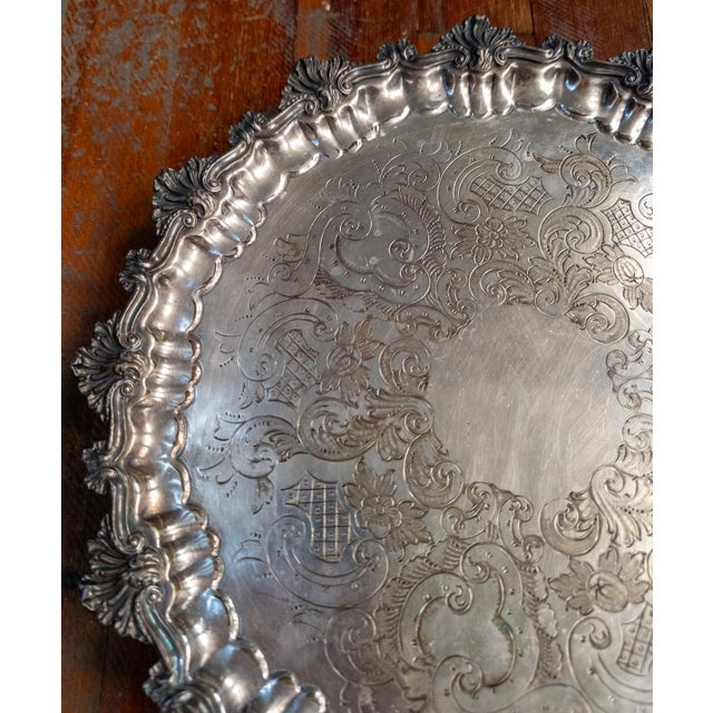 Rococo 20th Century English Silverplate Rococo Revival Salver Tray by Ellis Barker For Sale - Image 3 of 14