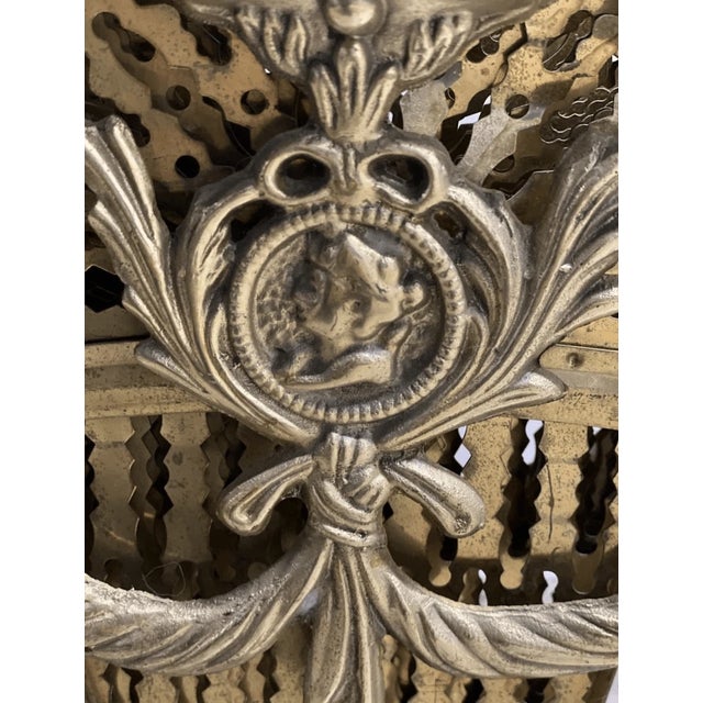Late 19th Century Vintage Victorian Style Peacock Solid Brass and Metal Fireplace Screen For Sale - Image 5 of 7