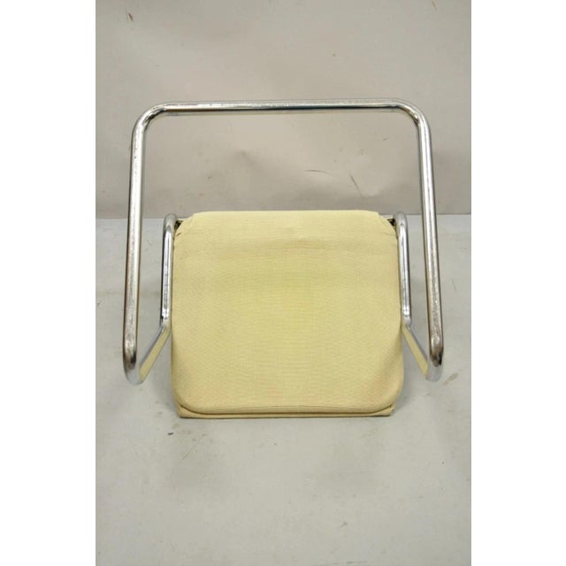 Mid Century Modern Milo Baughman Style Tubular Chrome Cantilever Side Chair For Sale - Image 10 of 12