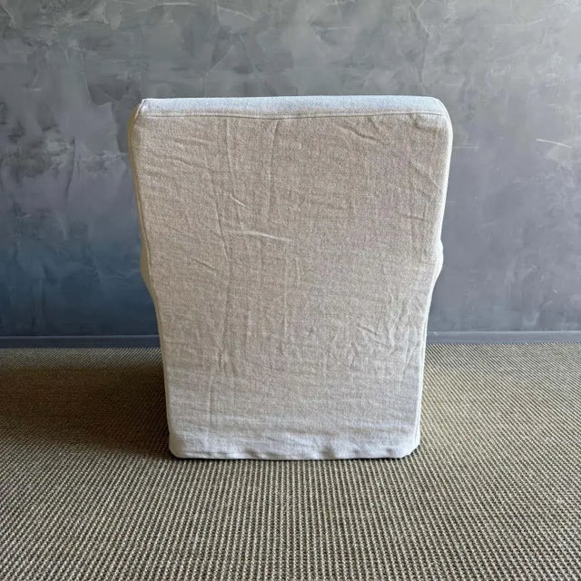 Belgian Linen Stone Washed Linen Slip Covered Chair For Sale - Image 4 of 5