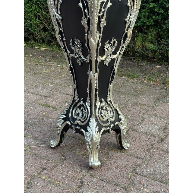 Black 1980 Italian Baroque Black Silver Pedestal For Sale - Image 8 of 13